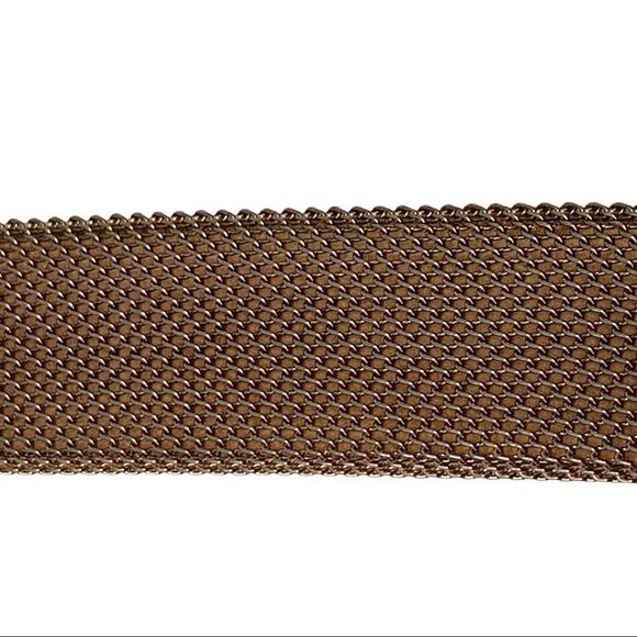 Sand Castle Floral Embossed Tan Leather & Metal Mesh Western Style Belt - Picture 3 of 9